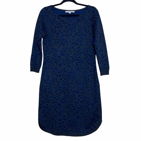 Loft Gray &‎ Blue Cheetah Print 3/4 sleeve dress - Picture 1 of 7